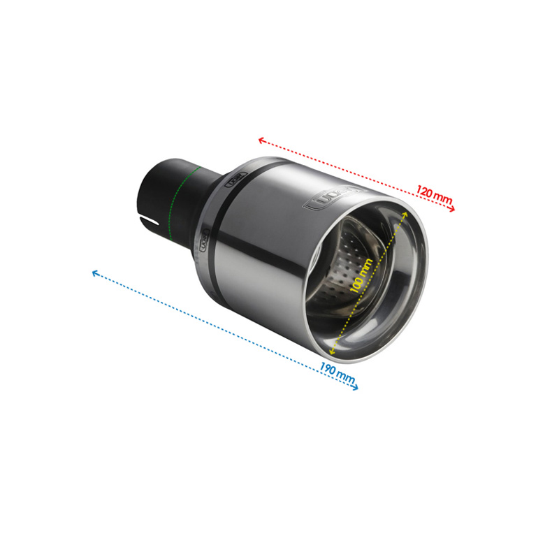 Ulter Sport Exhaust finisher - Round Race Ø100mm - Length 120mm - Installation ->50mm - Inox
