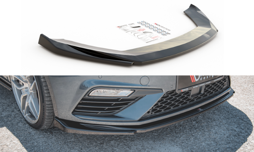 Voorspoiler Seat Leon FR 5F Maxton Design glans zwart V.5