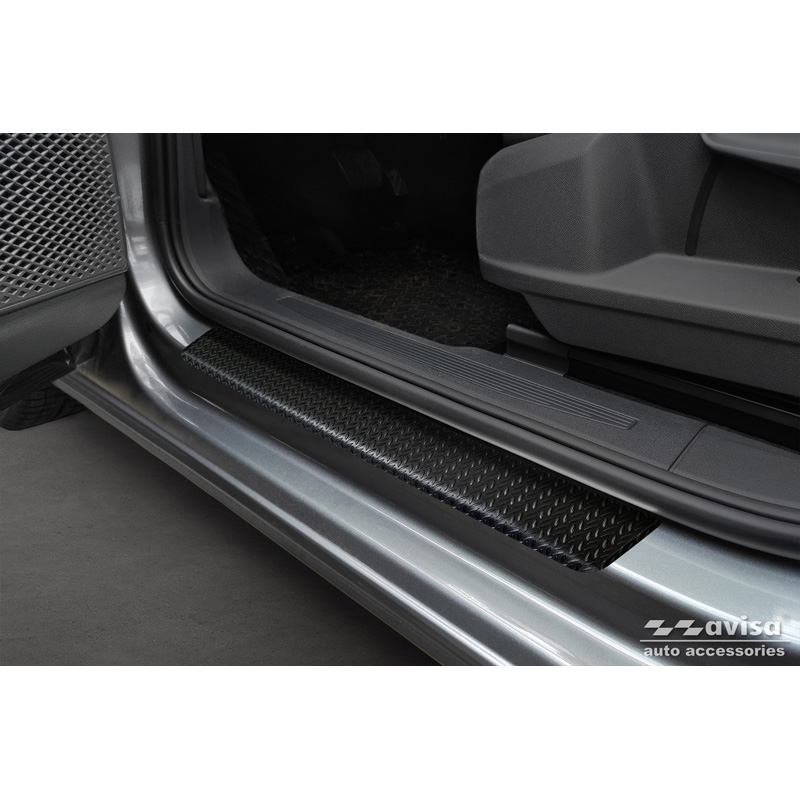 Aluminium door sill protectors 'Riffled Plate'  Volkswagen Caddy V 2020- - 2-pieces - Black