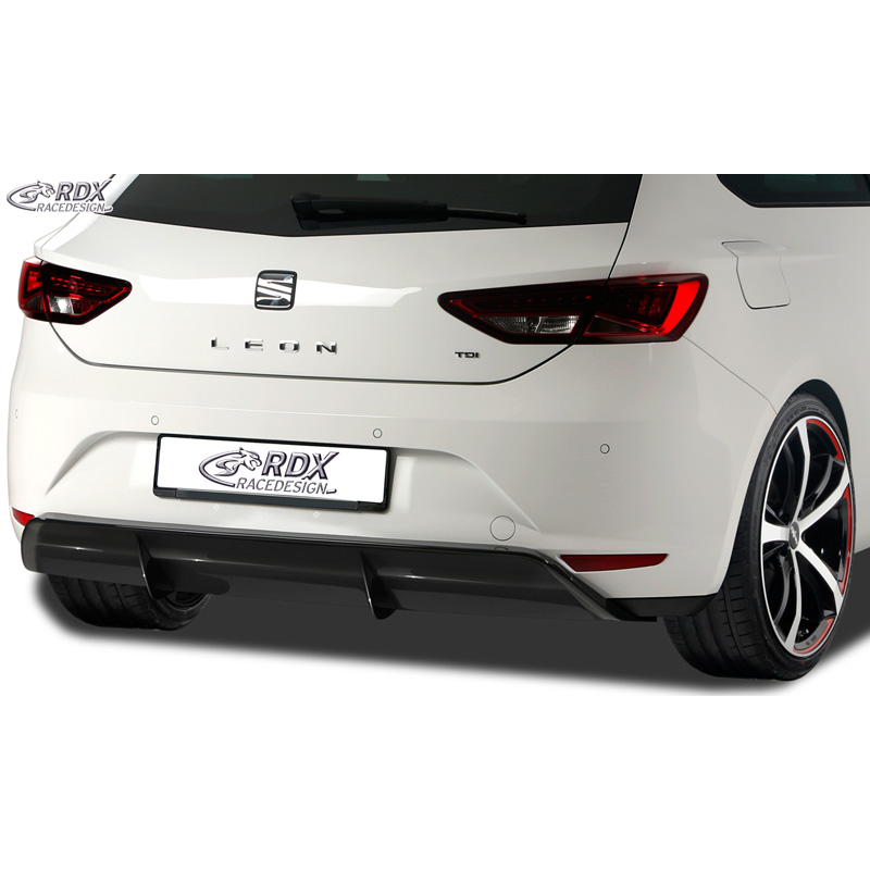 Rear bumper skirt 'Diffusor'  Seat Leon 5F SC/5-doors 2013-2017 excl. ST/FR/Cupra (ABS glossy black)