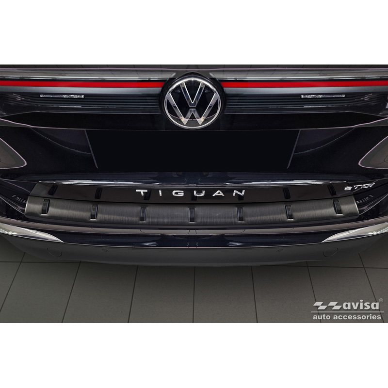 Black Stainless Steel Rear bumper protector  Volkswagen Tiguan III (CT1) 2024- 'STRONG EDITION'