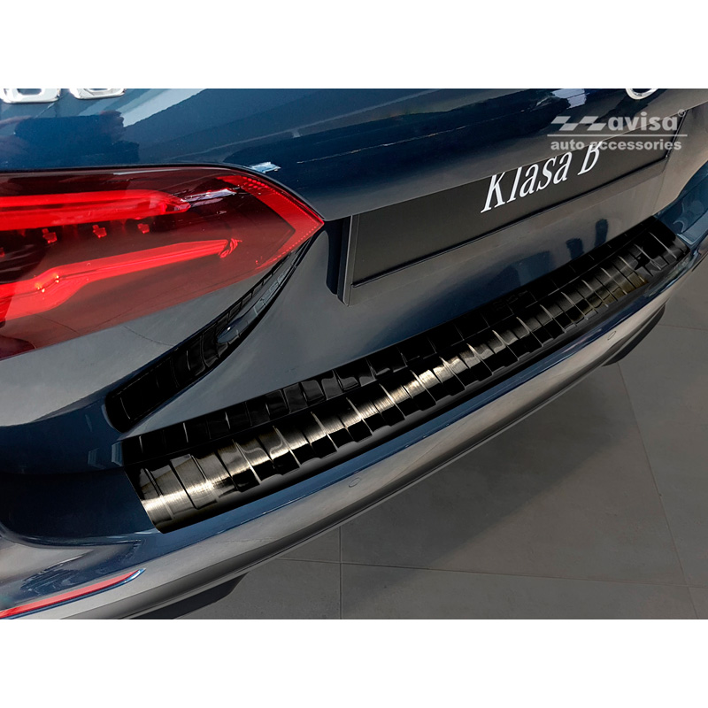 Black Stainless Steel Rear bumper protector  Mercedes B-Class W247 2018- 'Ribs'