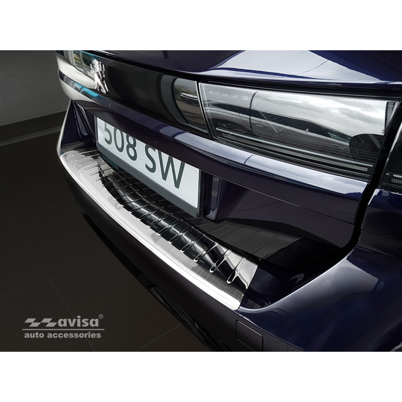 Stainless Steel Rear bumper protector  Peugeot 508 II SW 2019- 'Ribs'
