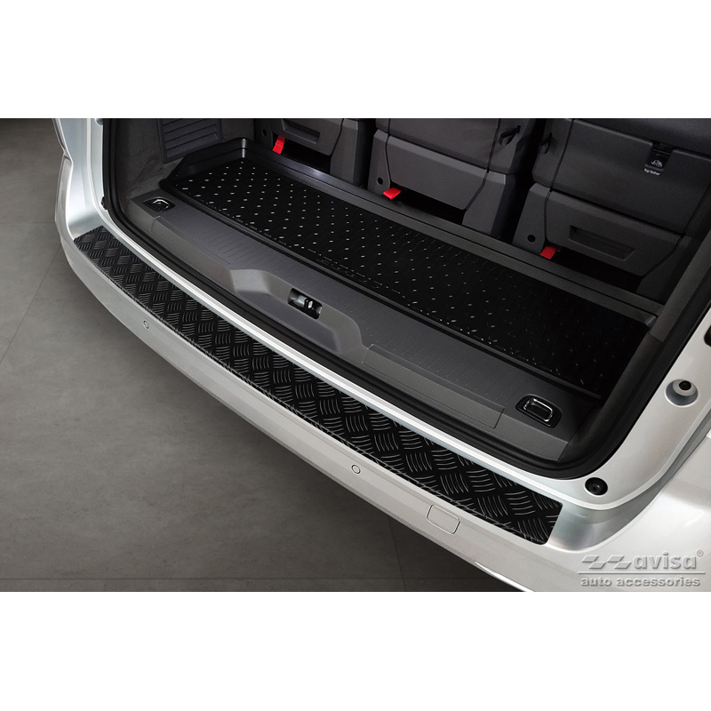 Matt Black Aluminum Rear bumper protector  Volkswagen Multivan T7 2021- 'Riffled plate'