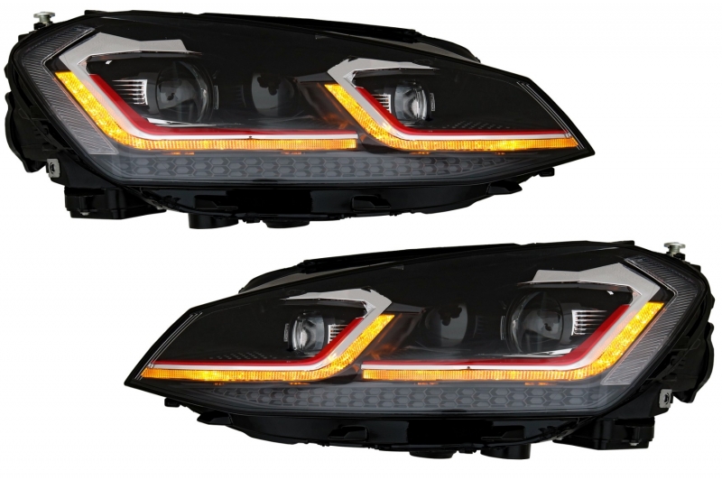 Headlights VW Golf VII GTI LED Daytime Running Lights 7.5 Facelift Look  With Dynamic Turn Signals