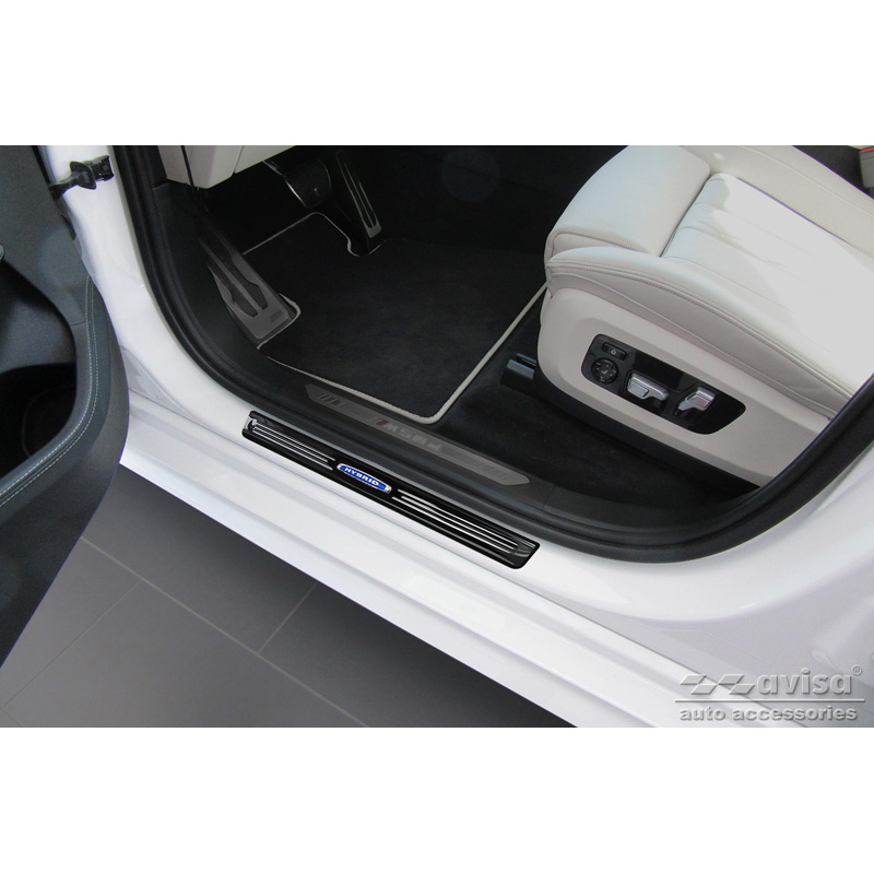 Mirror Black Inox door sill protectors  BMW X7 G07 2019- 'Hybrid' - 4-pieces