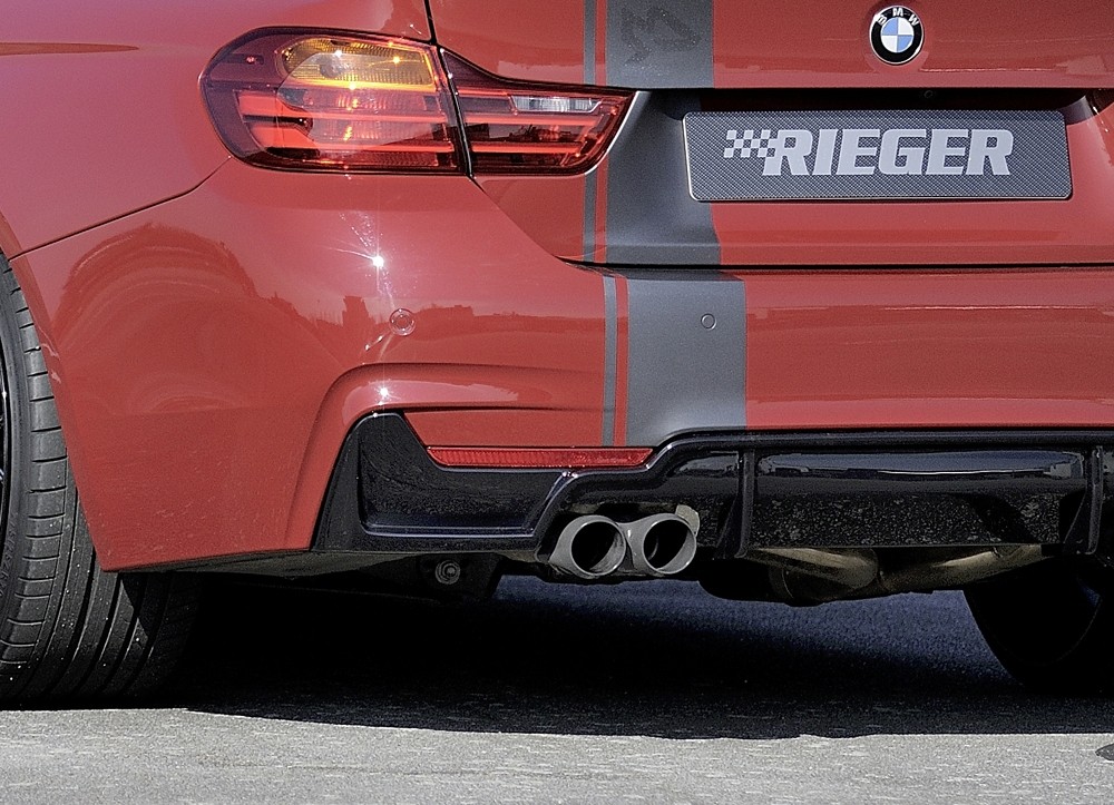 Achterbumper aanzet BMW dubbele uitlaat links 4 serie glans zwar