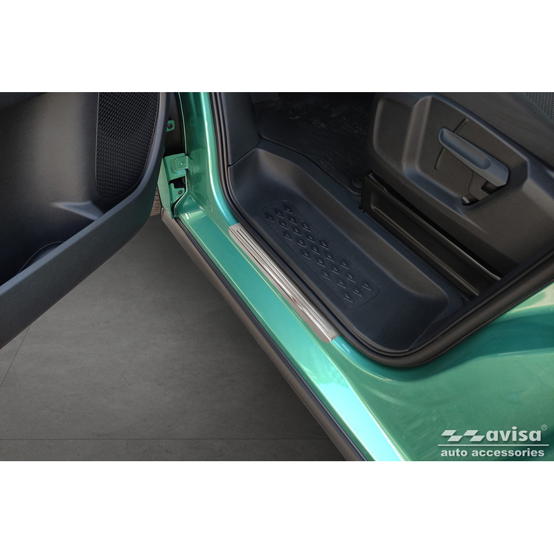 Inox door sill protectors  Volkswagen ID.Buzz 2022- - 'Lines' - 2-pieces