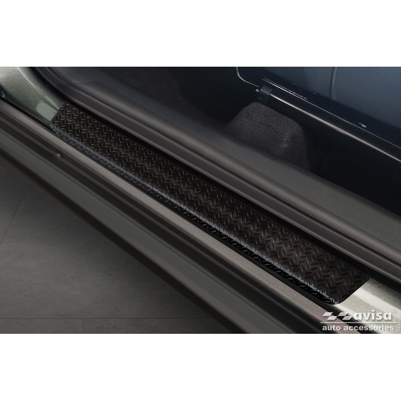 Aluminium door sill protectors 'Riffled Plate'  Toyota Aygo X 2022- - 4-pieces - Black