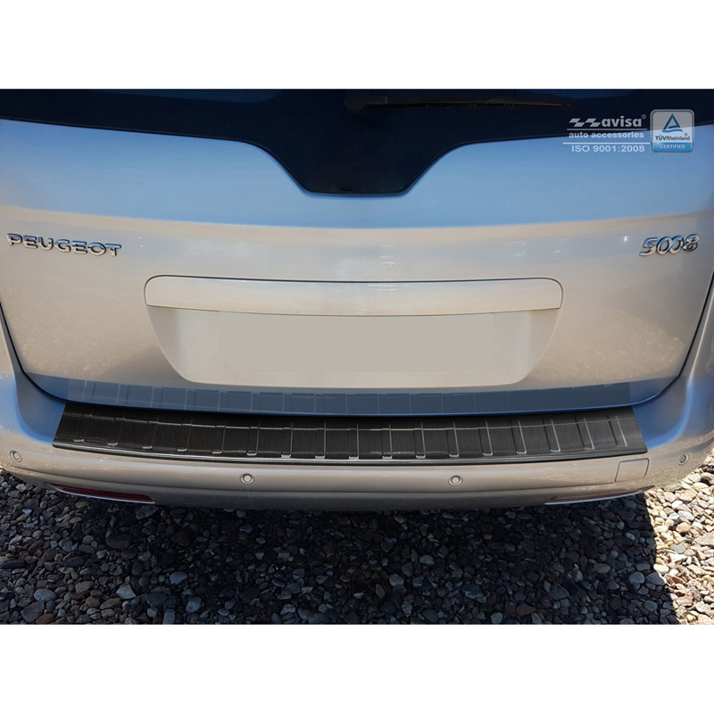 Black Stainless Steel Rear bumper protector  Peugeot 5008 2009-2016 'Ribs'