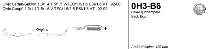 Simons Einddemper Honda Civic V/VI 1991-1999