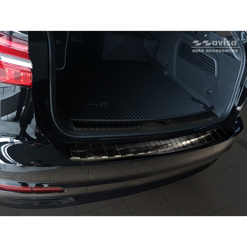 Black Stainless Steel Rear bumper protector  Audi A6 (C8) Avant 2018-2023 & Facelift 2023- 'Ribs' incl. S-Line & Allroad