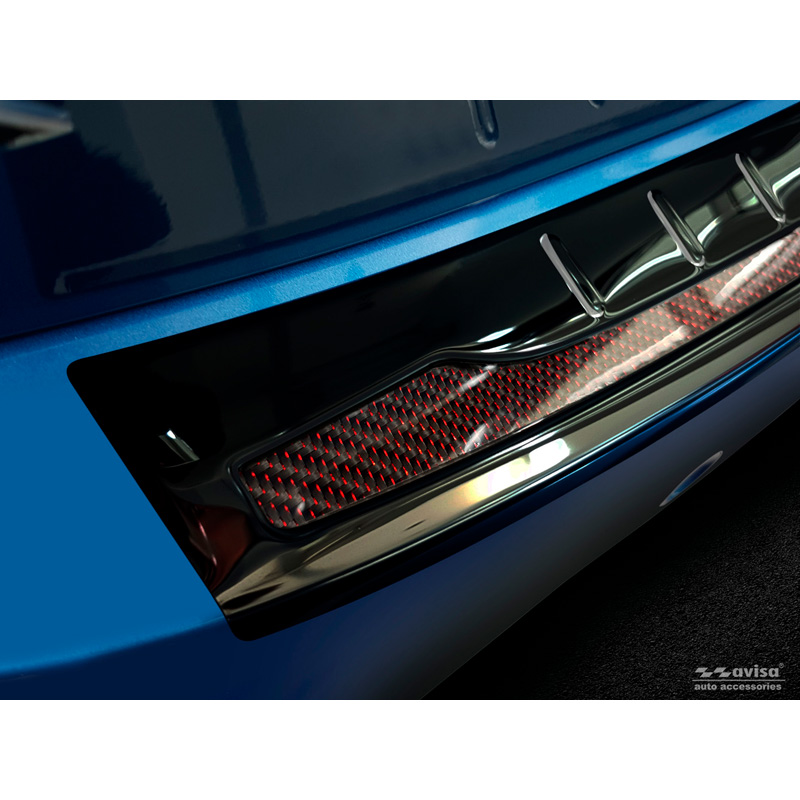 Stainless Steel Rear bumper protector 'Deluxe'  BMW X1 F48 2015-2022 'Performance' Black Mirror/Red-Black Carbon