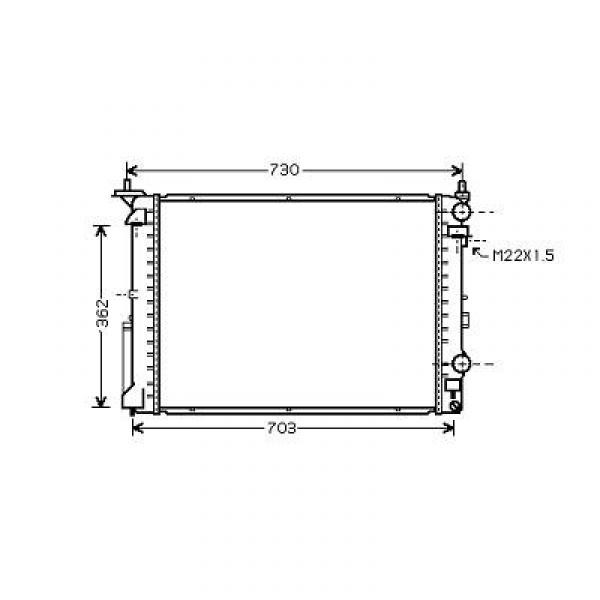 Radiator LAGUNA 98->> 634x450 1.6/1.8- 16V(88KW) +AC