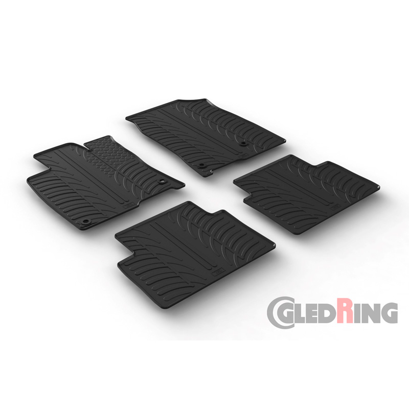 Rubber car mats set  Honda Civic Sedan/Hatchback 2017-2021 (T profile 4-pieces + mounting clips)