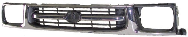 Radiator Grill HILUX 4-WD 98-01 Chroom RAND/ZILVERKLEUR/ZWART