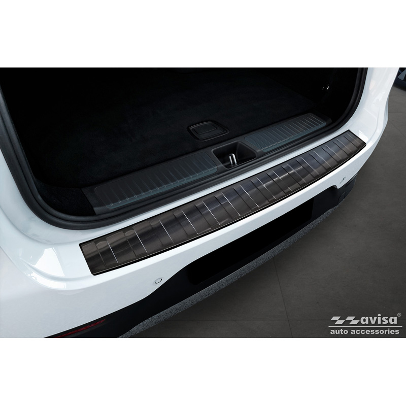 Black Stainless Steel Rear bumper protector  Mercedes EQE SUV (X294) 2022- 'Ribs'