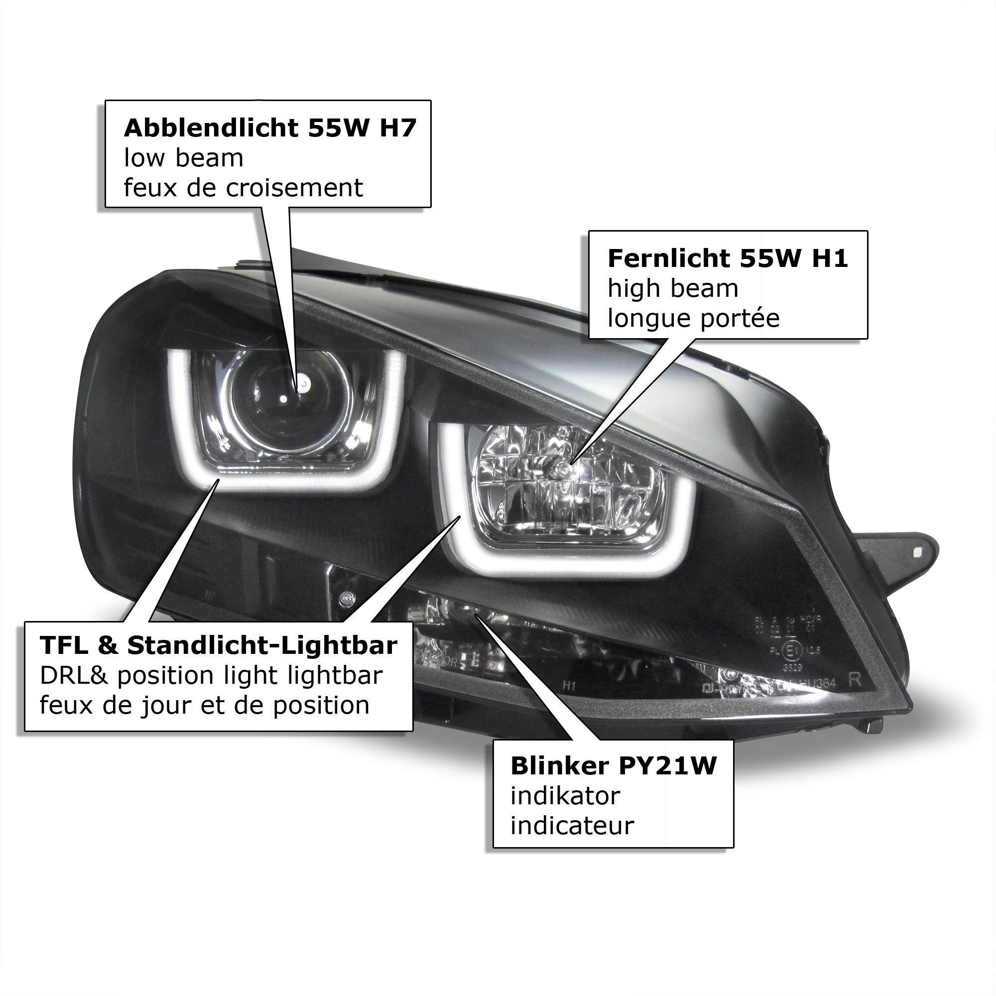 Headlights VW Golf VII xenon-look 12- black