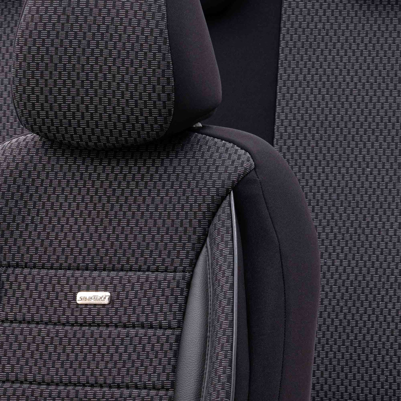 Universal Fabric Seat cover set 'SelectedFit Sports' Black - 11-pieces -  Side-Airbags