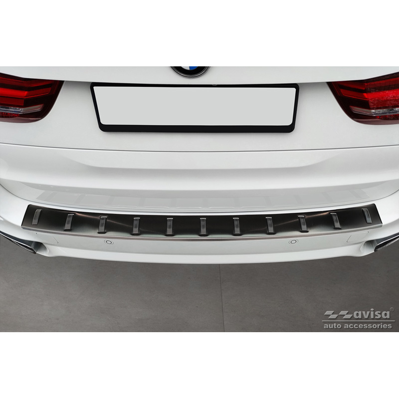 Black Stainless Steel Rear bumper protector  BMW X5 F15 (incl. M-pack) 2013-2018 'STRONG EDITION'