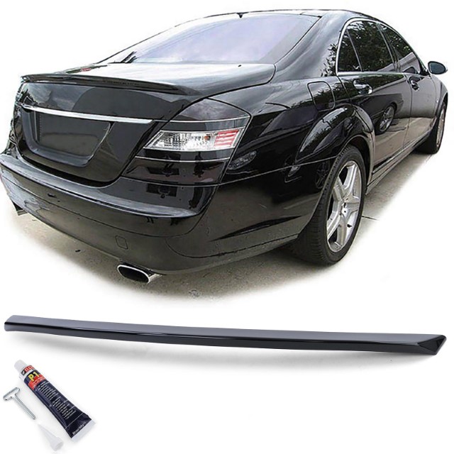 Achterklep spoiler Mercedes S-klasse W221 05-09 Glanzend zwart
