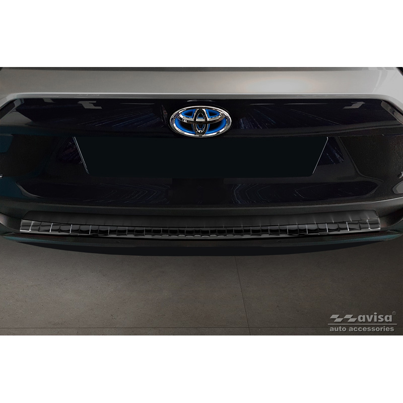 Black Mirror Stainless Steel Rear bumper protector  Toyota RAV4 V 2018- & Suzuki Across 2020- 'Ribs'