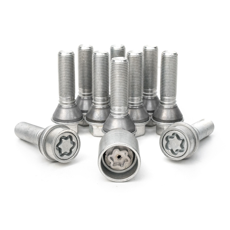 H&R Wheel bolt Set Taper-Head with movable cone M14x1.25 - Length 46mm - 10 pcs. (e.g.  BMW) - incl. wheel-locks