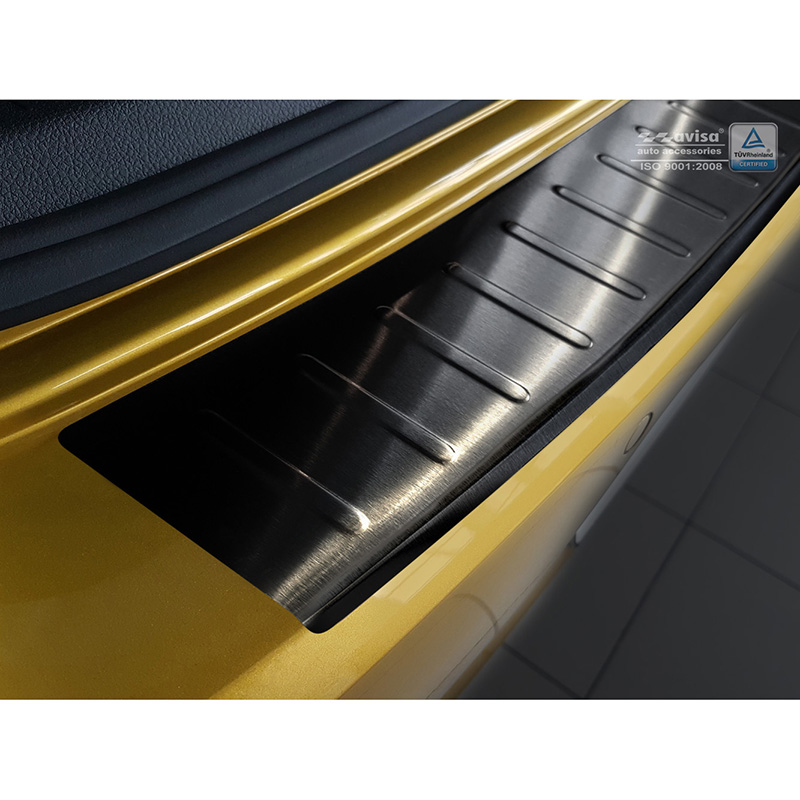 Black Stainless Steel Rear bumper protector  Volkswagen Golf VII HB 3/5-doors 2012-2017 & FL 2017-2019 'Ribs'