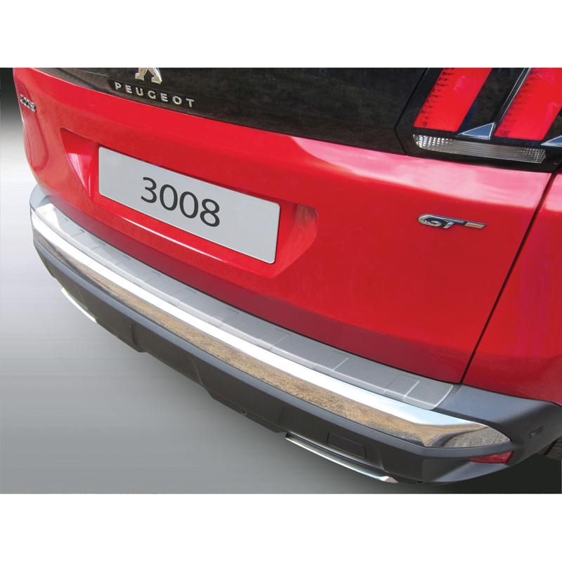 ABS Rear bumper protector  Peugeot 3008 II 2016- Silver 'Ribbed'