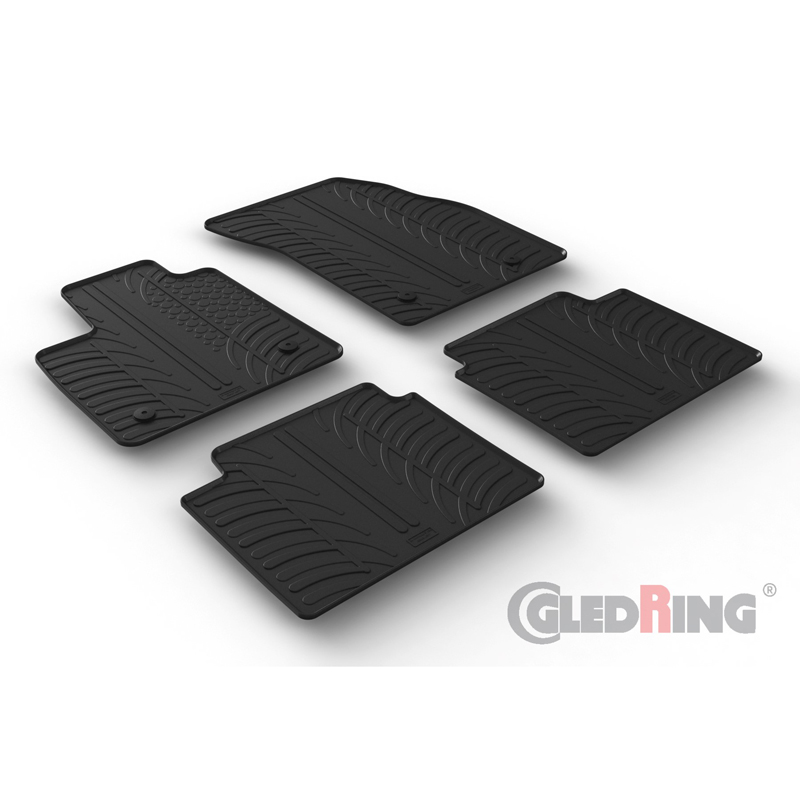Rubber car mats set  Ford Focus IV HB 5-doors & Estate 2018- (T profile 4-pieces + mounting clips)