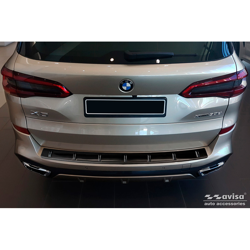 Black Stainless Steel Rear bumper protector  BMW X5 (G05) M-Sport 2018- 'STRONG EDITION'