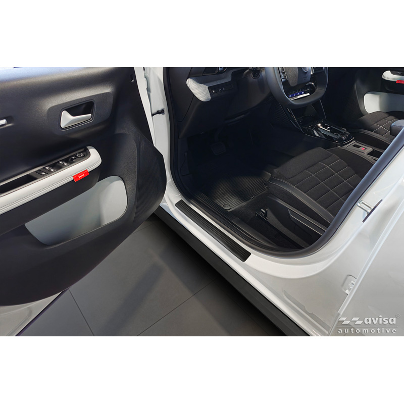 Avisa Matt Black Inox door sill protectors  Citroën C3 IV 2024- - 'Lines' - 4-pieces