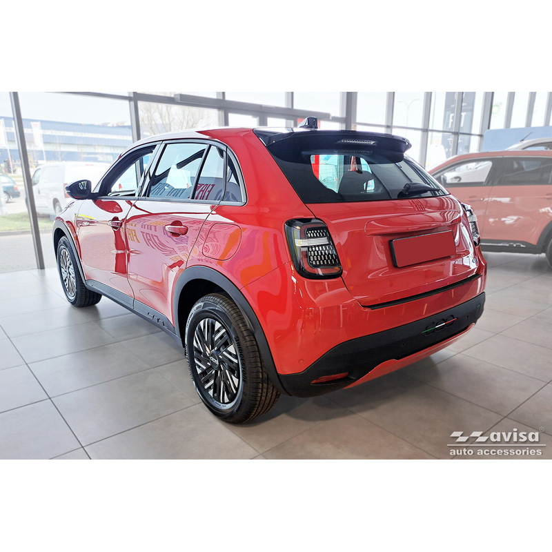 Matt Black Stainless Steel Rear bumper protector  Fiat 600 Mild Hybrid / 600e 2023- 'Ribs'