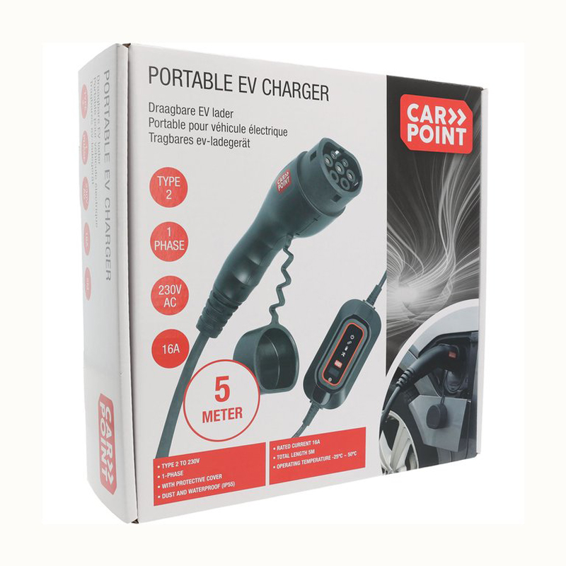 Chargeur portable pour véhicule électrique Carpoint 230 V Type 2 Monophasé 8-16 AMP