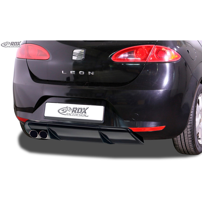 Rear bumper skirt 'Diffusor'  Seat Leon 1P 2005-2008 excl. FR/Cupra (ABS glossy black)