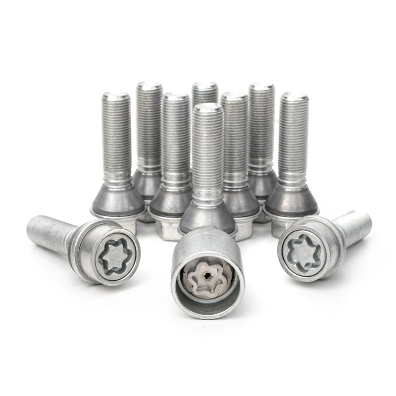 H&R Wheel bolt Set Taper-Head with movable cone M14x1.25 - Length 28mm - 10 pcs. (e.g.  BMW) - incl. wheel-locks