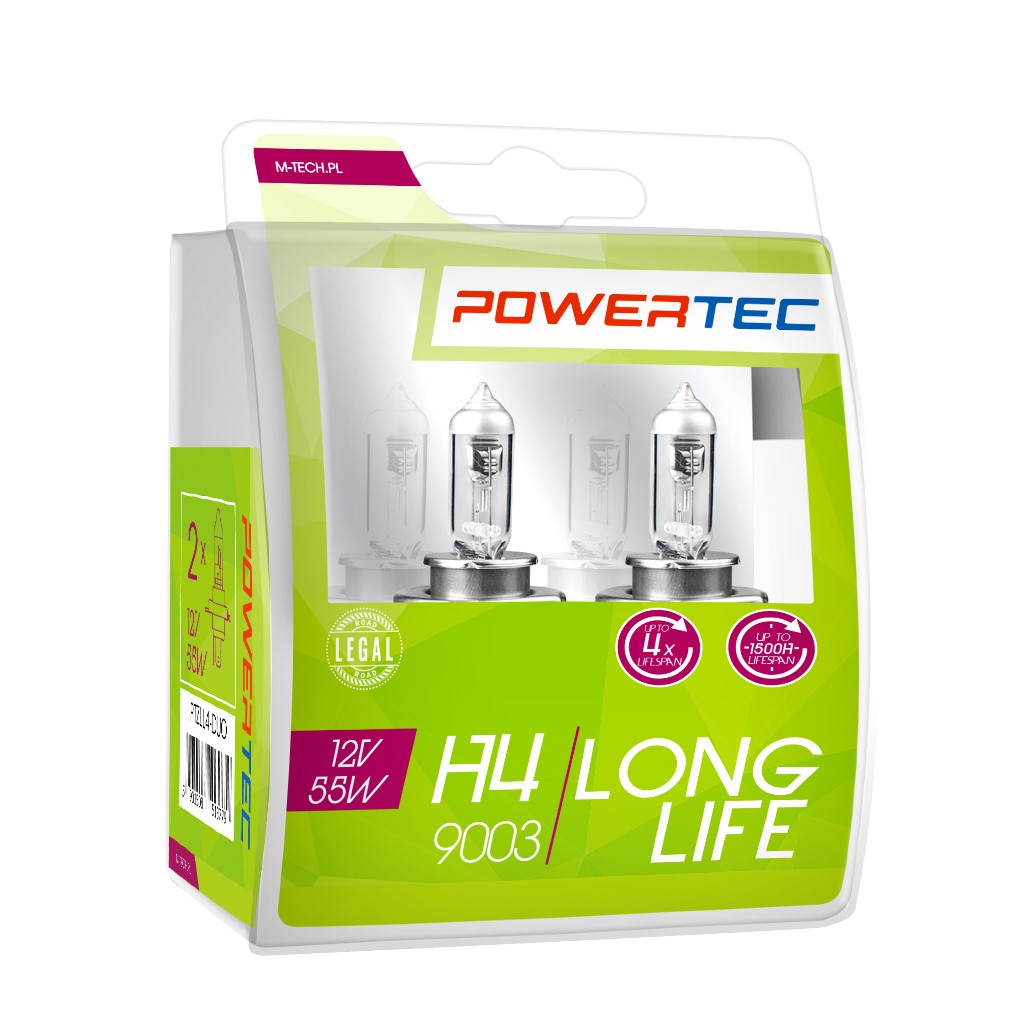 H4 lampen Powertec Long Life H4 12V DUO