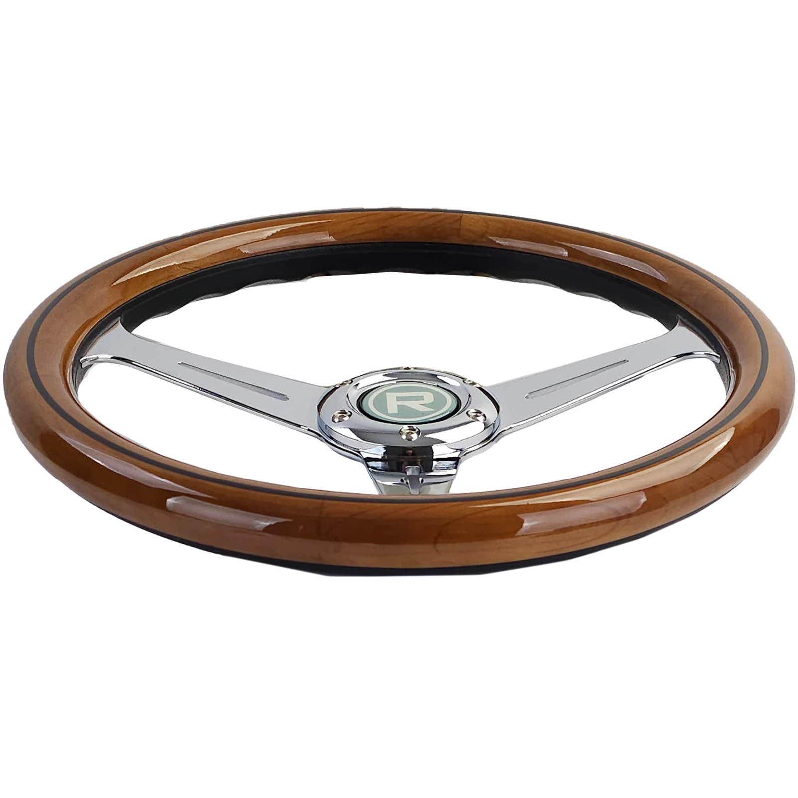 Vintage stuur Hout / Chroom 35mm