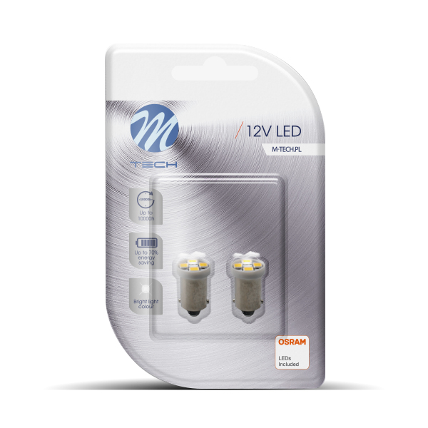 2x M-tech BA9S 12v 4x SMD3528 LED wit