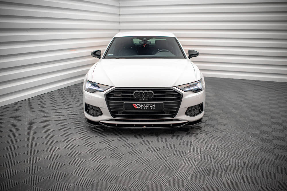 Voorspoiler V.1 Audi A6 C8 Maxton Glans Zwart
