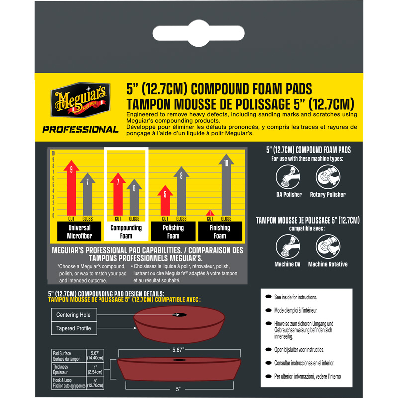 Meguiar's Professional Foam Compound Pads - 5'' diameter x 1'' (127mm x 25,4mm) - Rood - set van 2