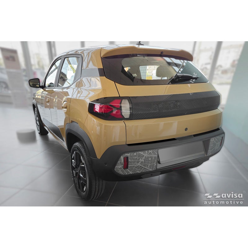 Avisa Stainless Steel Rear Bumper Protector  Dacia Spring Facelift 2024- - Matt Black - 2-pieces