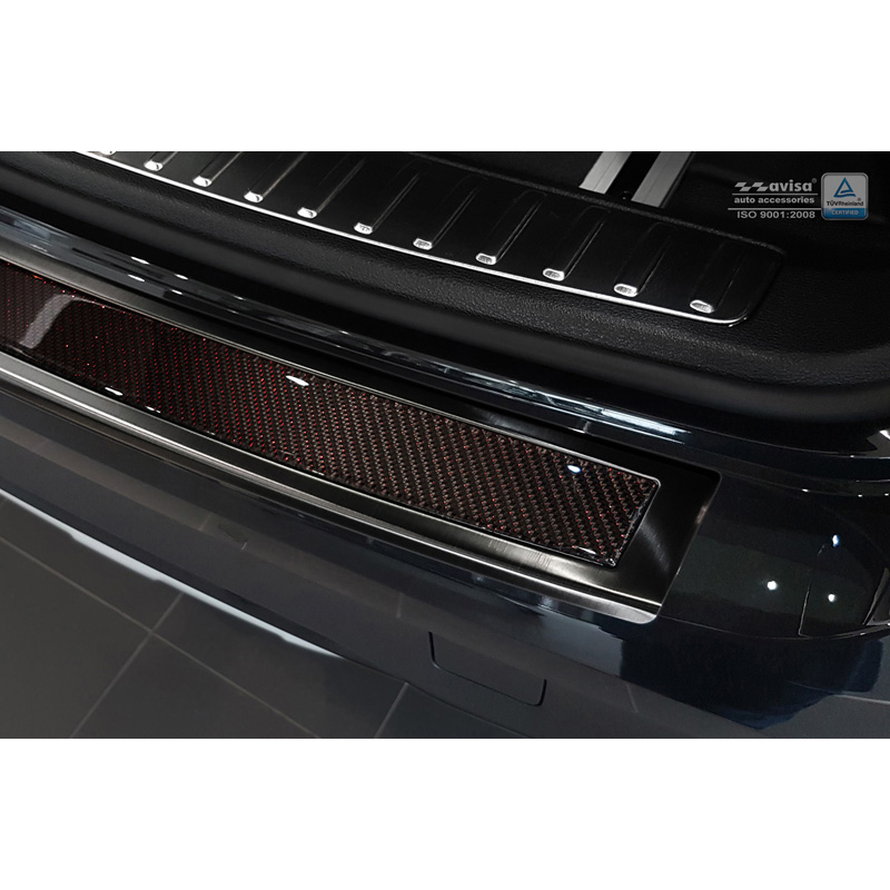 Stainless Steel Rear bumper protector 'Deluxe'  BMW X3 F25 2014-2017 Black Mirror/Red-Black Carbon