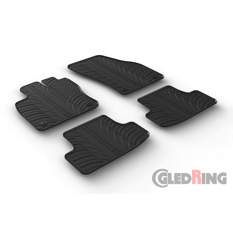 Rubber car mats set  Audi Q2 11/2016- (T profile 4-pieces + mounting clips)