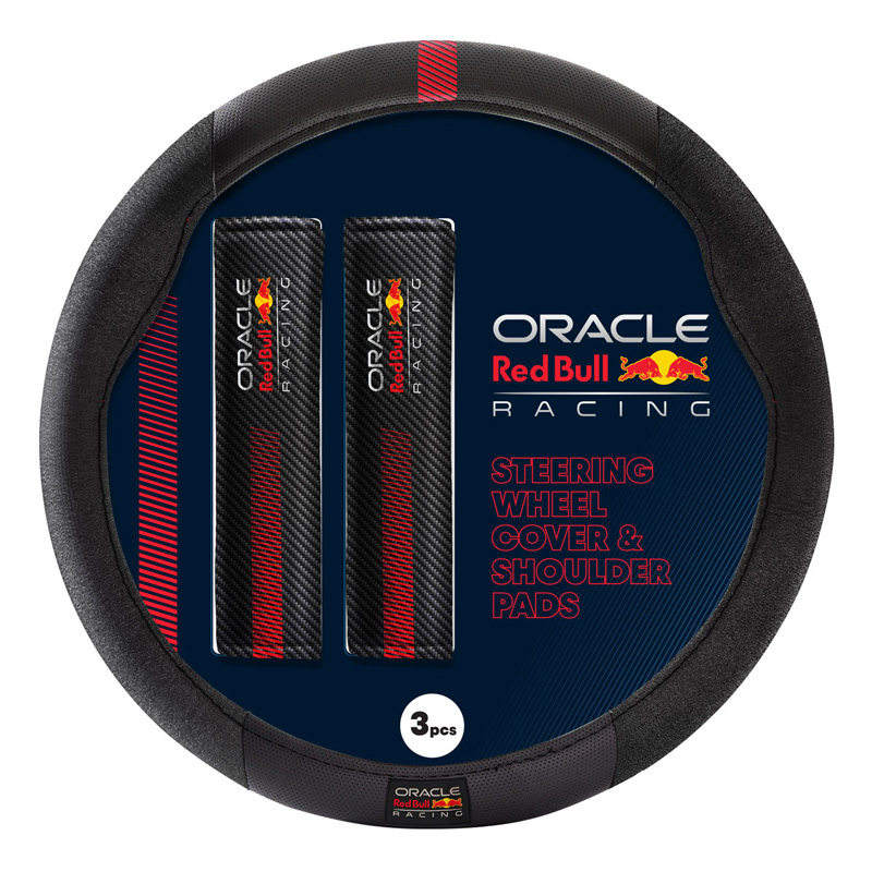 Red Bull Oracle Universal steering wheel cover + shoulder pads - Type 001 - Black/Red