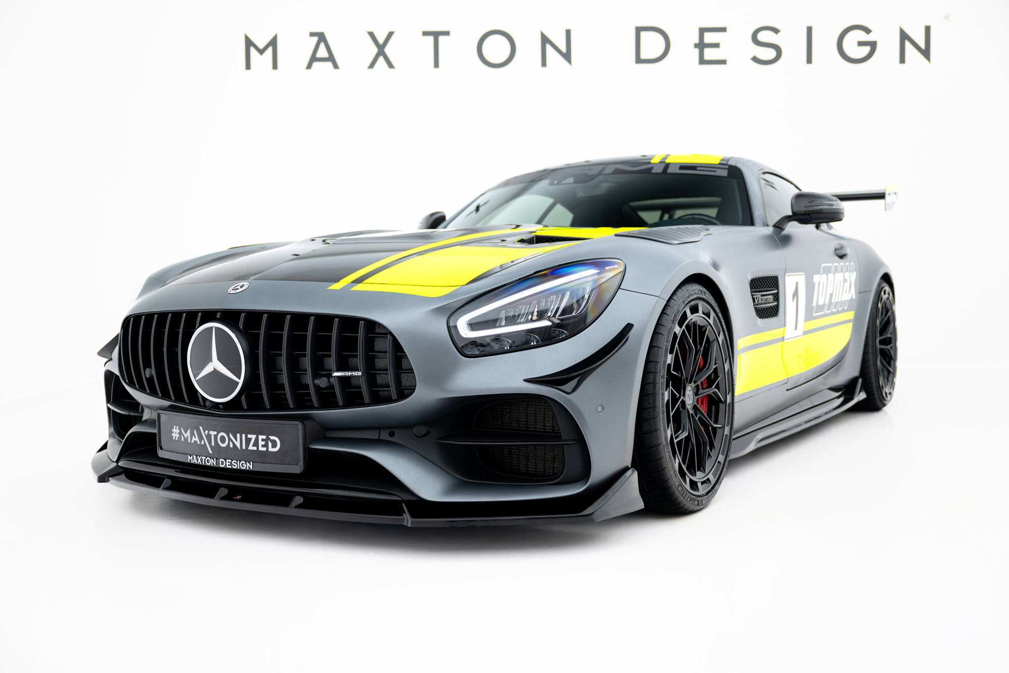 Voorspoiler Mercedes-AMG GT C C190 Facelift Maxton Glanzend zwart