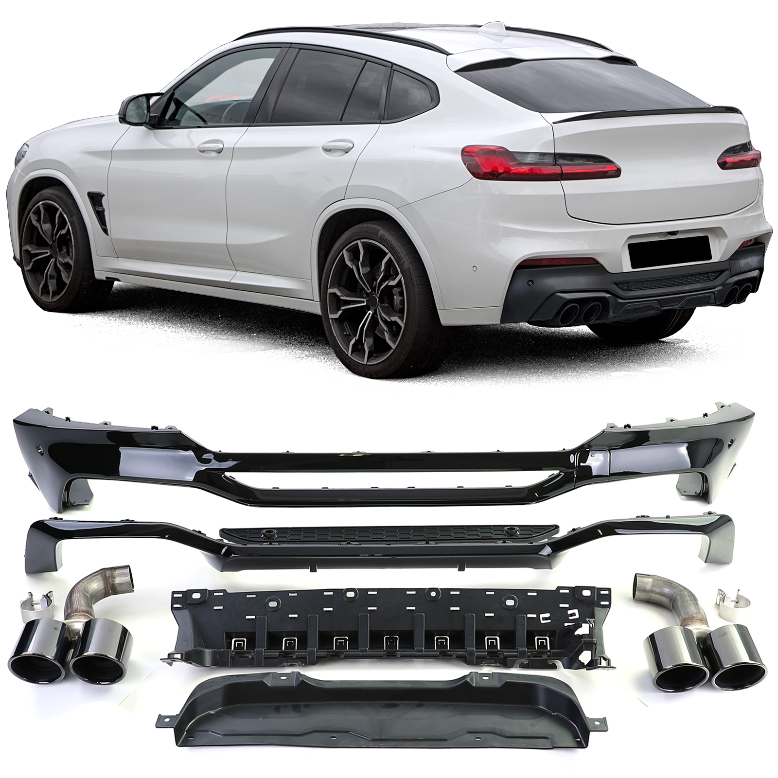 Diffuser BMW X4 G02 M Look Glans Zwart