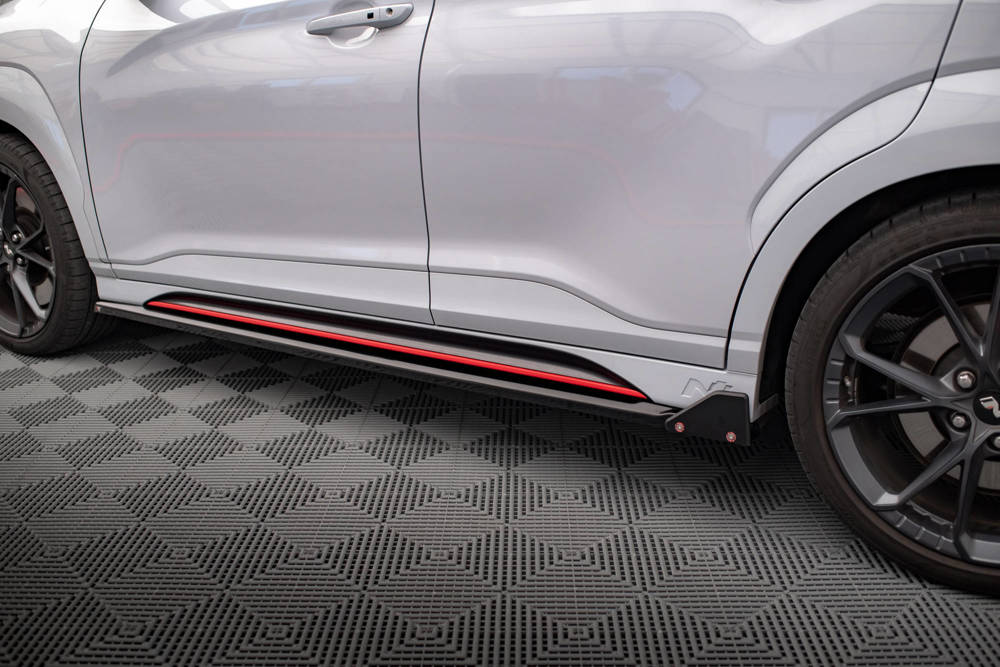 Zijskirts V.1 met Canards Hyundai Kona N Maxton Glans Zwart