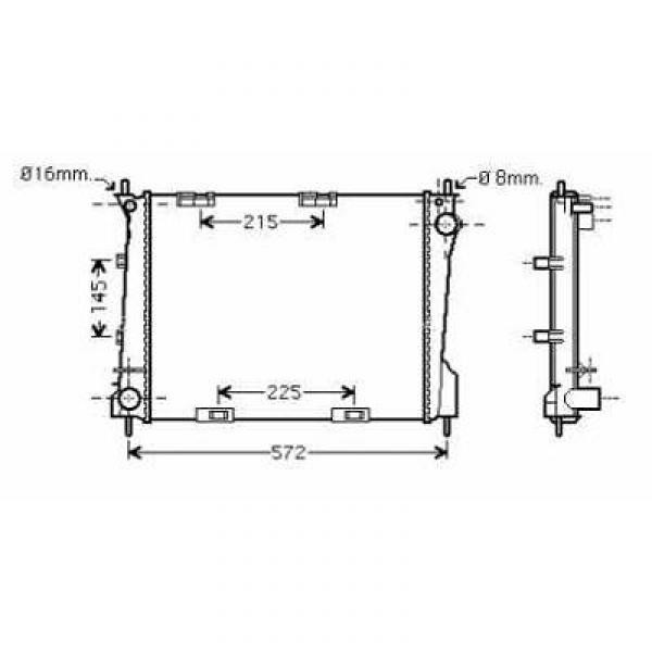 Radiator Clio BI 05->> 490x405x27 1.4 16V/1.6 16V