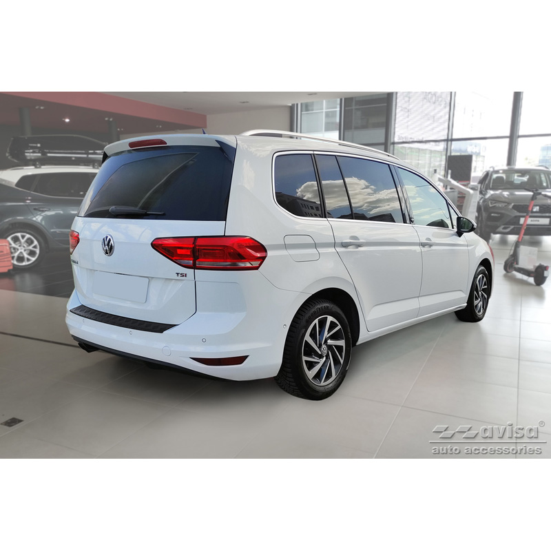 Matt Black Aluminum Rear bumper protector  Volkswagen Touran III 2015- incl. R-Line 'Riffled Plate'